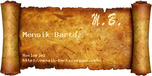 Mensik Bartó névjegykártya